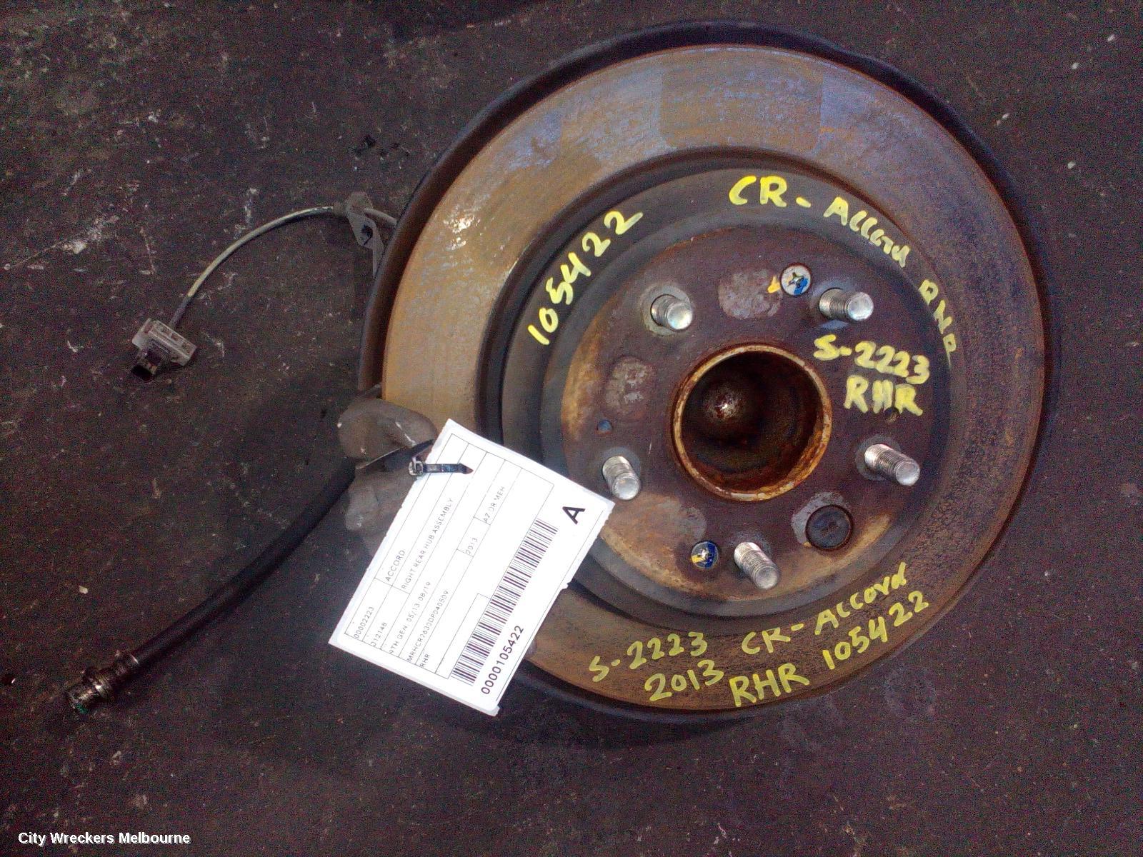HONDA ACCORD RIGHT REAR HUB ASSEMBLY, 9TH GEN, 05/2013 - 08/2019 - Image 3