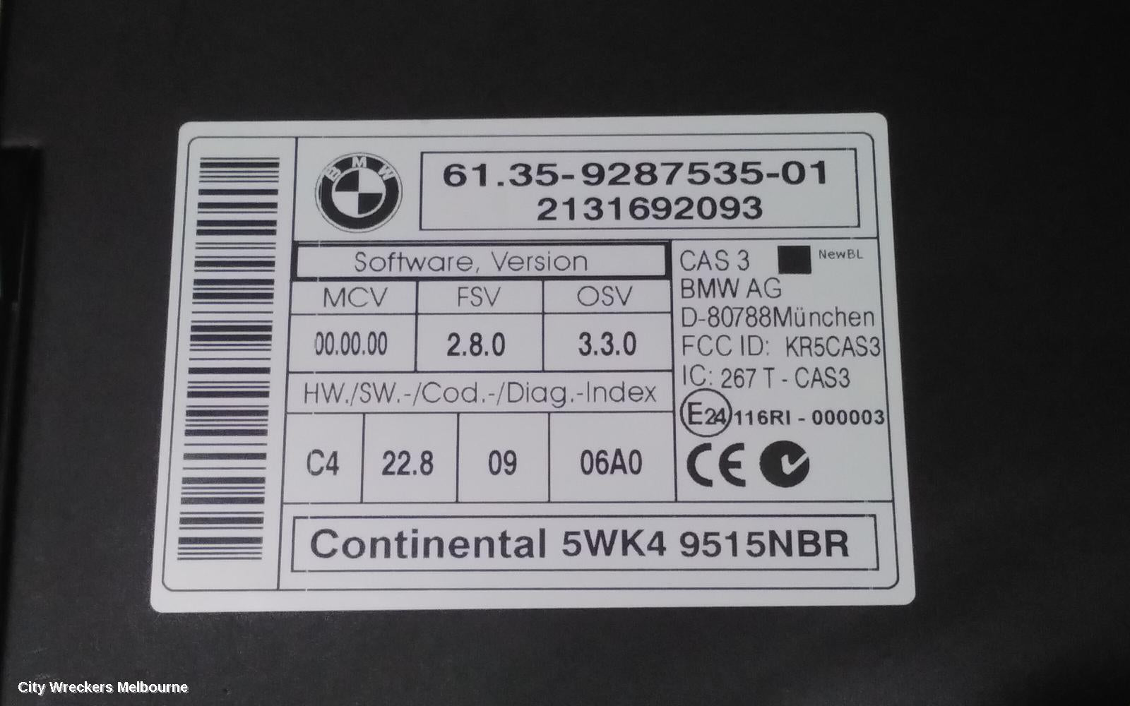 BMW 3 SERIES ECU, FOOTWELL MODULE, E90/E91/E92/E93, 03/2005 - 12/2013 - Image 3