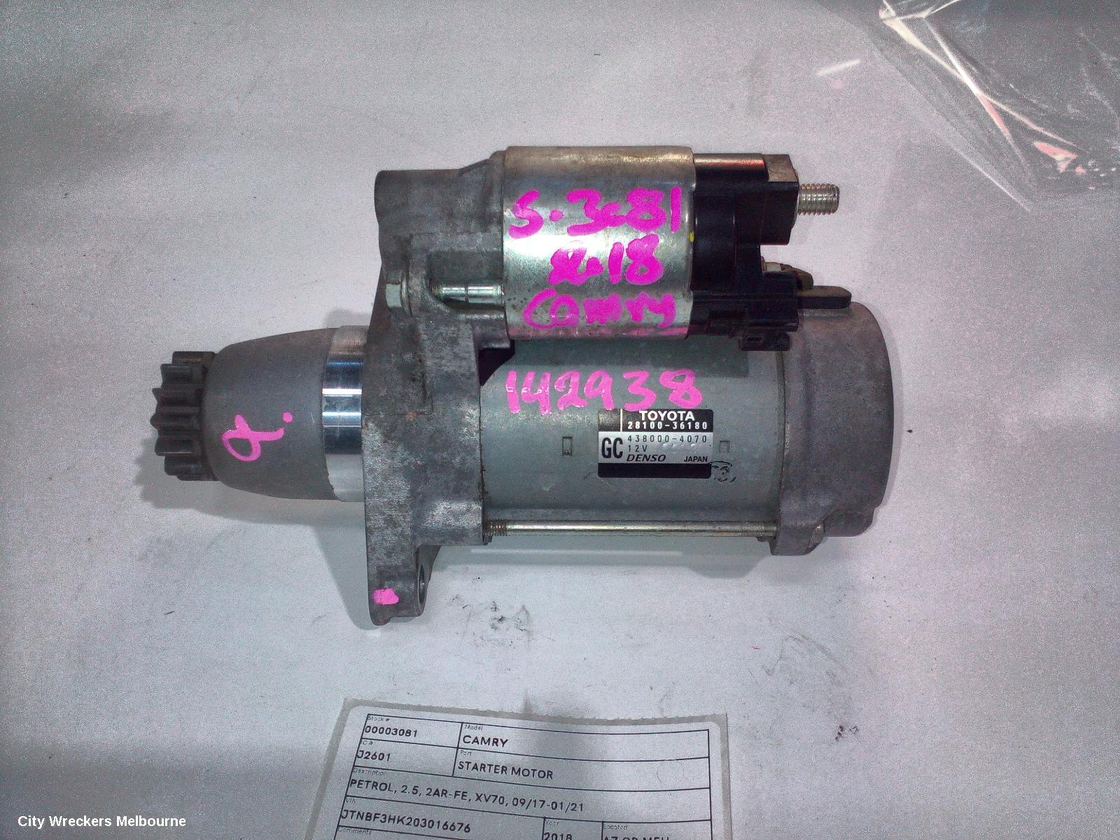 TOYOTA CAMRY STARTER, PETROL, 2.5, 2AR-FE, XV70, 09/2017 - 01/2021 - Image 1