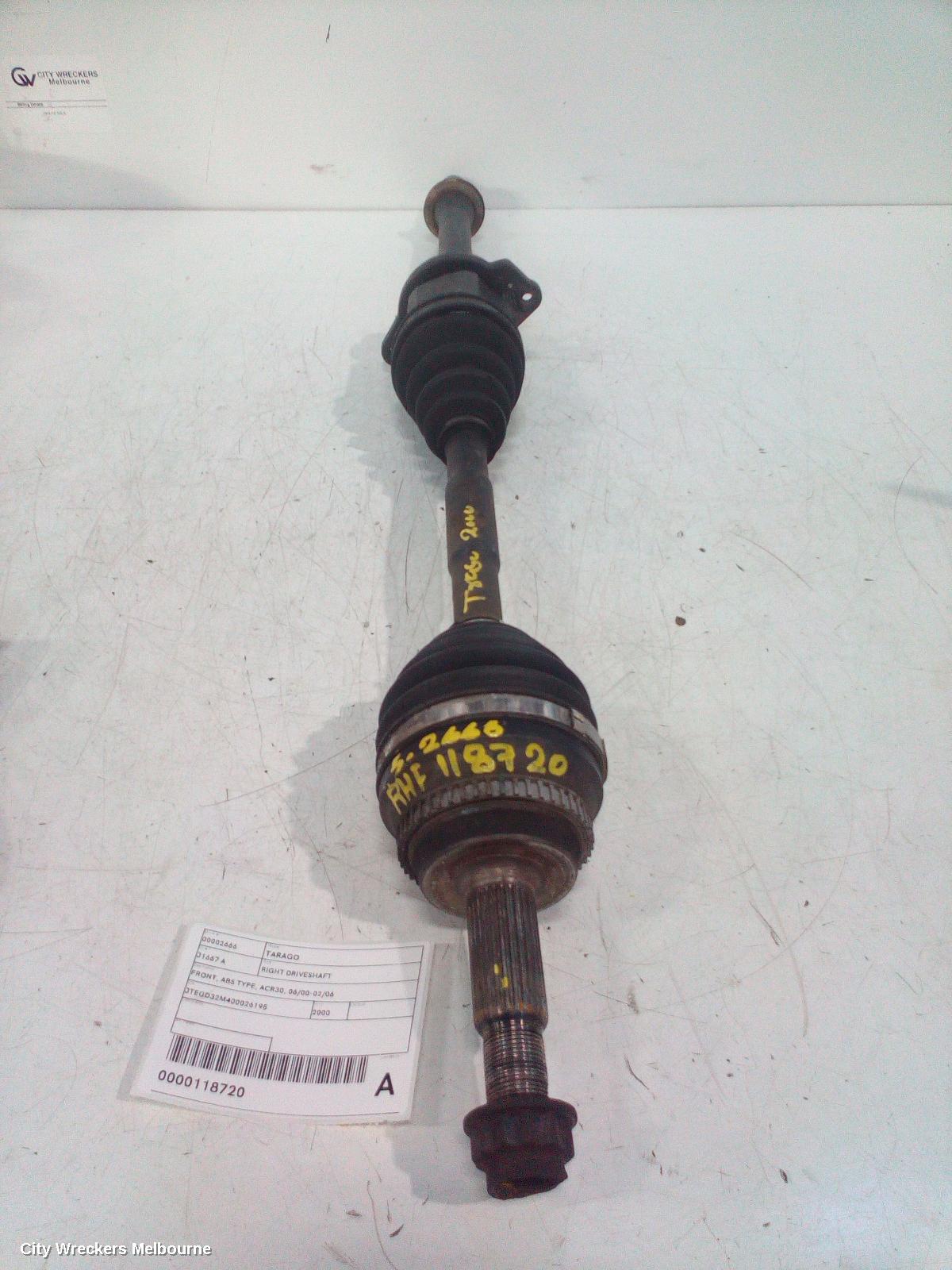 TOYOTA TARAGO RIGHT DRIVESHAFT, FRONT, ABS TYPE, ACR30, 06/2000 - 02/2006 - Image 1