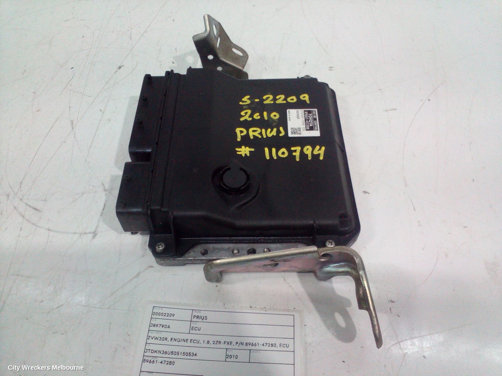 TOYOTA PRIUS ECU, ZVW30R, ENGINE ECU, 1.8, 2ZR-FXE, P/N 89661-47280, ECU ONLY, 07/2009 - 12/2015 - Image 1