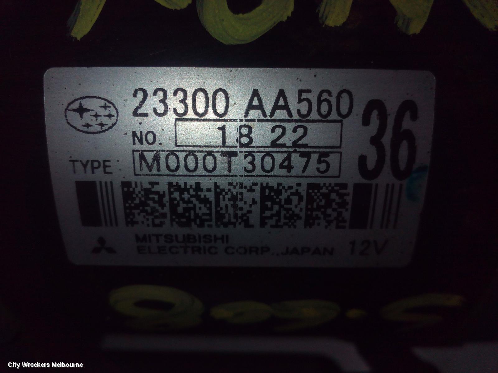 SUBARU IMPREZA STARTER, PETROL, EJ25, TURBO, MANUAL, 5 SPEED, WRX, G3, 04/2007 - 12/2013 - Image 3