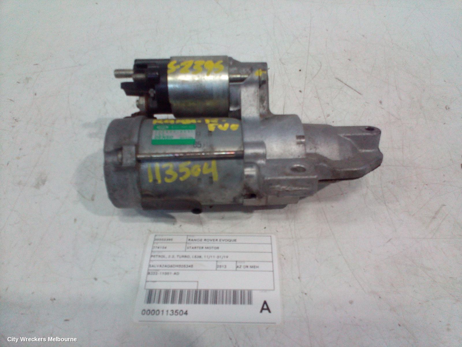 LAND ROVER RANGEROVER EVOQUE STARTER, PETROL, 2.0, TURBO, L538, 11/2011 - 01/2019 - Image 1