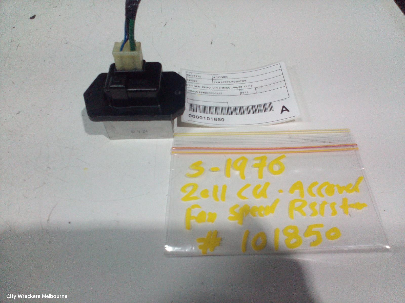 HONDA ACCORD FAN SPEED RESISTOR, 8TH GEN, EURO (VIN JHMCU), 06/2008 - 12/2015 - Image 1