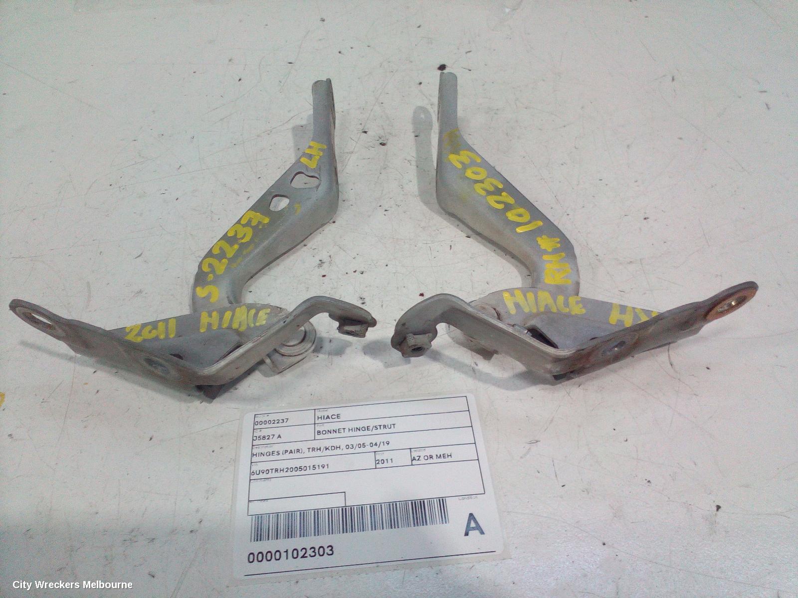 TOYOTA HIACE BONNET HINGE/STRUT, HINGES (PAIR), TRH/KDH, 03/2005 - 04/2019 - Image 1