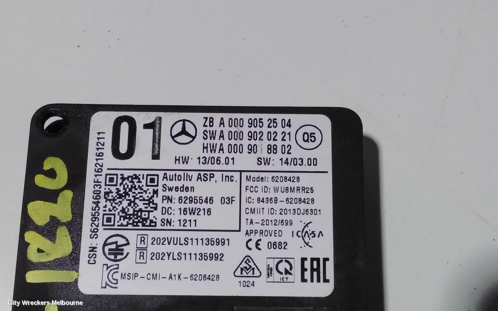MERCEDES CLA CLASS, C117, 10/2013 - 02/2019, RH  A0009052504 RADAR SENSOR BLIND SPOT CONTROL MODULE: 89989 - Image 2