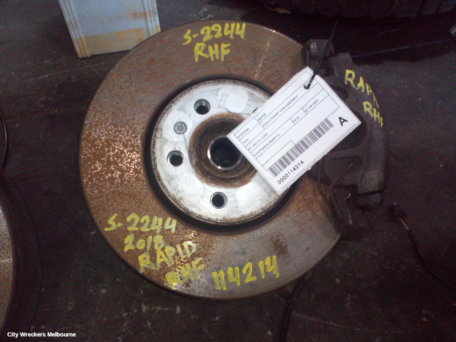 SKODA RAPID RIGHT FRONT HUB ASSEMBLY, NH, 05/2014 - 12/2020 - Image 2