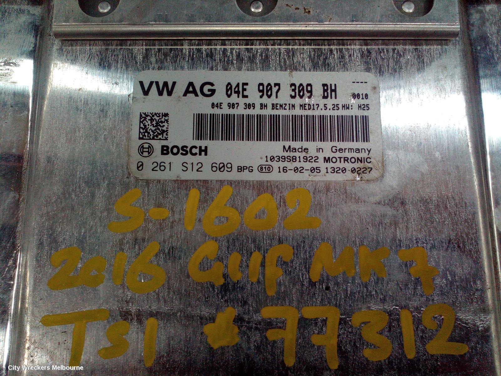 VOLKSWAGEN GOLF ECU, ENGINE ECU, 1.4, PETROL, AUTO, P/N 04E907309BH, ECU ONLY, GEN 7, 11/2012 - 08/2020 - Image 1