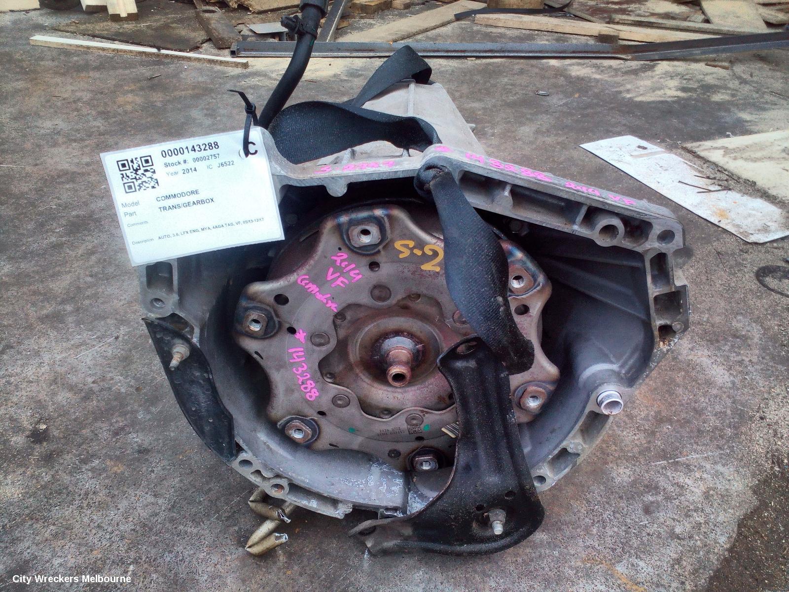 HOLDEN COMMODORE TRANS/GEARBOX, AUTO, 3.6, LFX ENG, MYA, 4AGA TAG, VF, 05/2013 - 12/2017 - Image 1