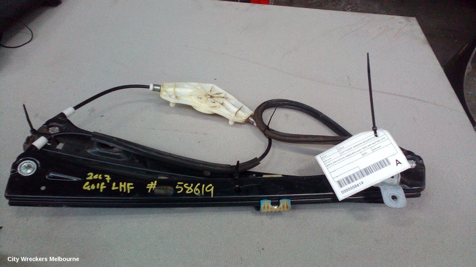 VOLKSWAGEN GOLF LEFT FRONT WINDOW REG/MOTOR, GEN 5, 5DR HATCH, DOOR REG ASSY (REG AND MOTOR), STD TYPE, 07/2004 - 02/2009 - Image 1