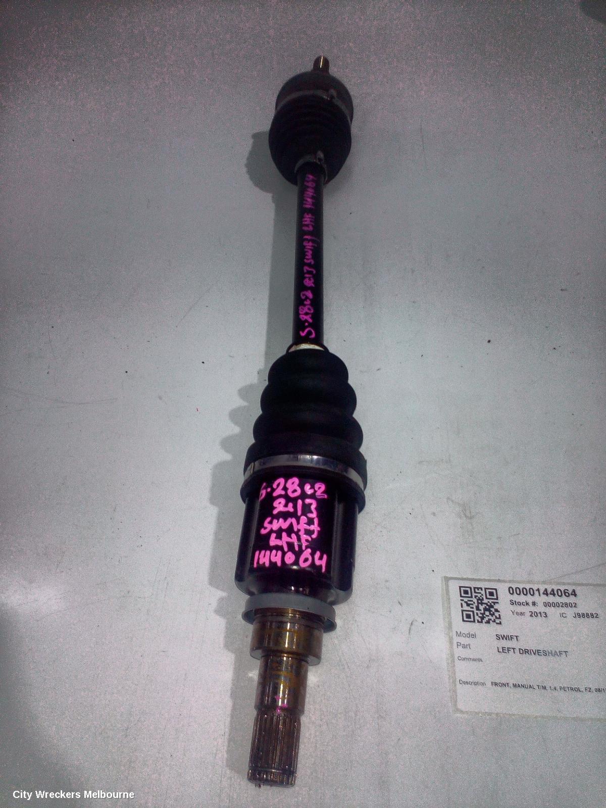 SUZUKI SWIFT LEFT DRIVESHAFT, FRONT, MANUAL T/M, 1.4, PETROL, FZ, 08/2010 - 03/2017 - Image 1