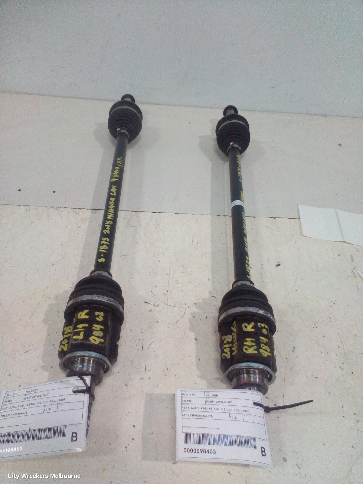 TOYOTA KLUGER LEFT DRIVESHAFT, REAR, AUTO, AWD, PETROL, 3.5, 2GR-FKS, UA80F, GSU50/GSU55, 11/2016 - 02/2021 - Image 3