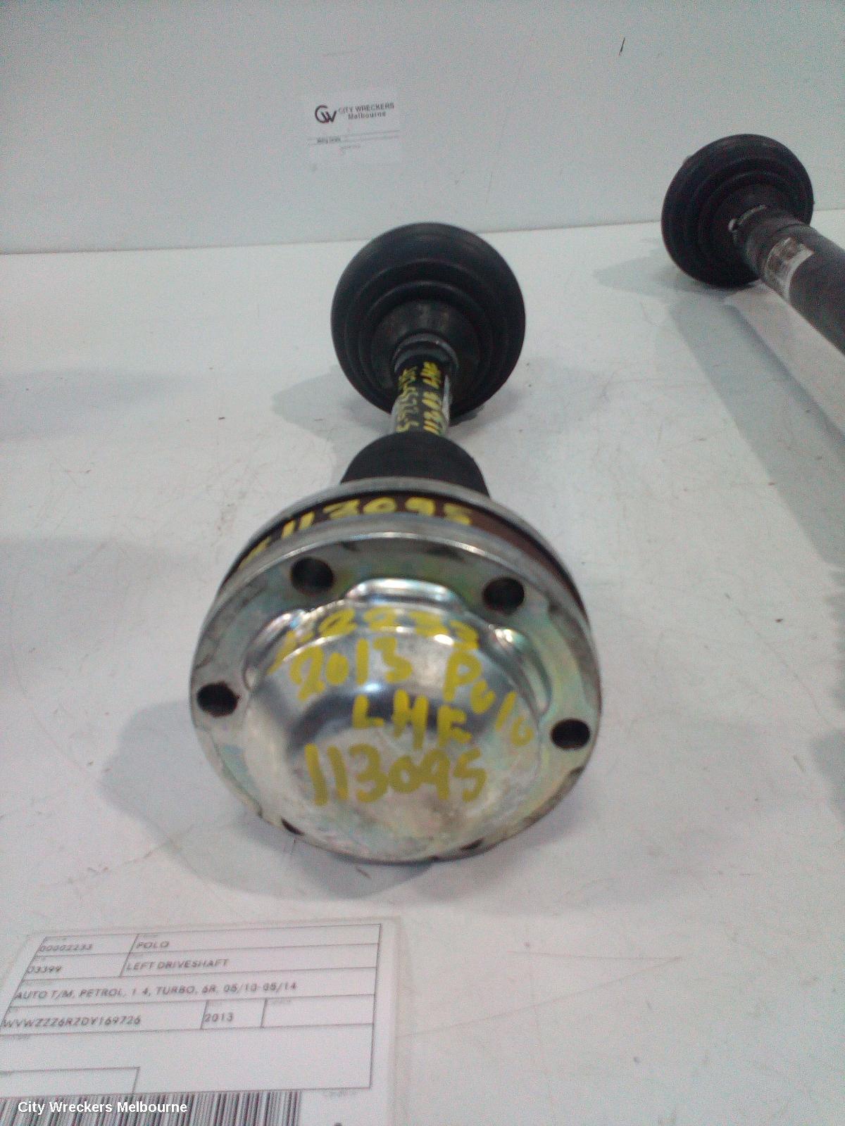 VOLKSWAGEN POLO LEFT DRIVESHAFT, AUTO T/M, PETROL, 1.4, TURBO, 6R, 05/2010 - 05/2014 - Image 1