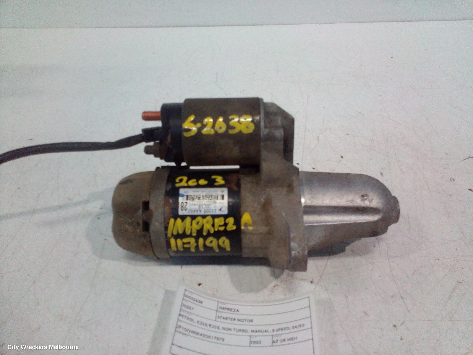 SUBARU IMPREZA STARTER, PETROL, EJ20/EJ25, NON TURBO, MANUAL, 5 SPEED, 04/1993 - 07/2011 - Image 1