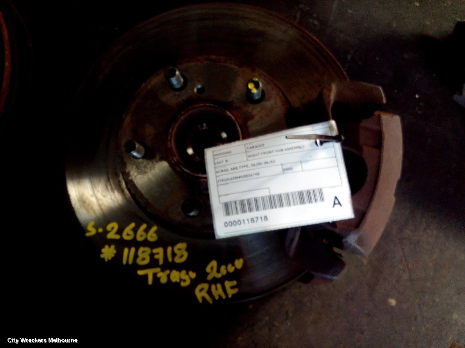 TOYOTA TARAGO RIGHT FRONT HUB ASSEMBLY, ACR30, ABS TYPE, 06/2000 - 06/2003 - Image 1