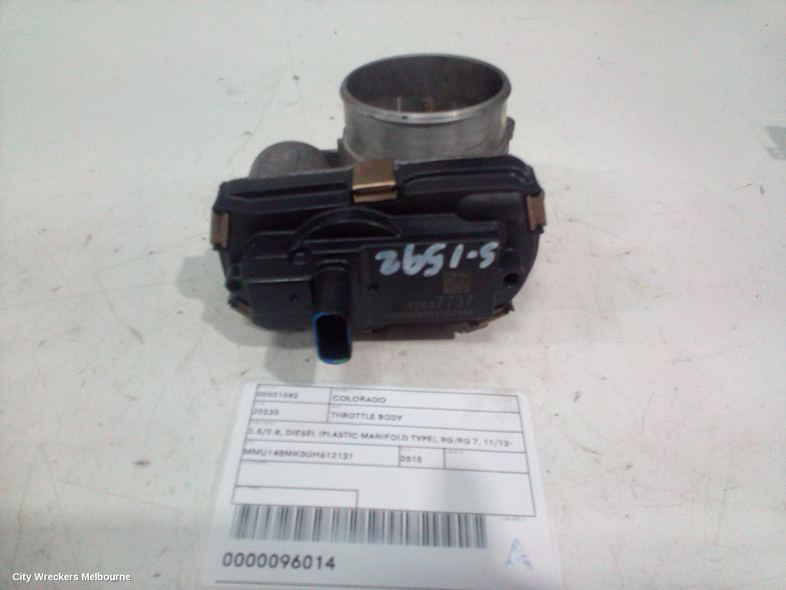 HOLDEN COLORADO THROTTLE BODY, 2.5/2.8, DIESEL (PLASTIC MANIFOLD TYPE), RG/RG 7, 11/2013 - 12/2020 - Image 1