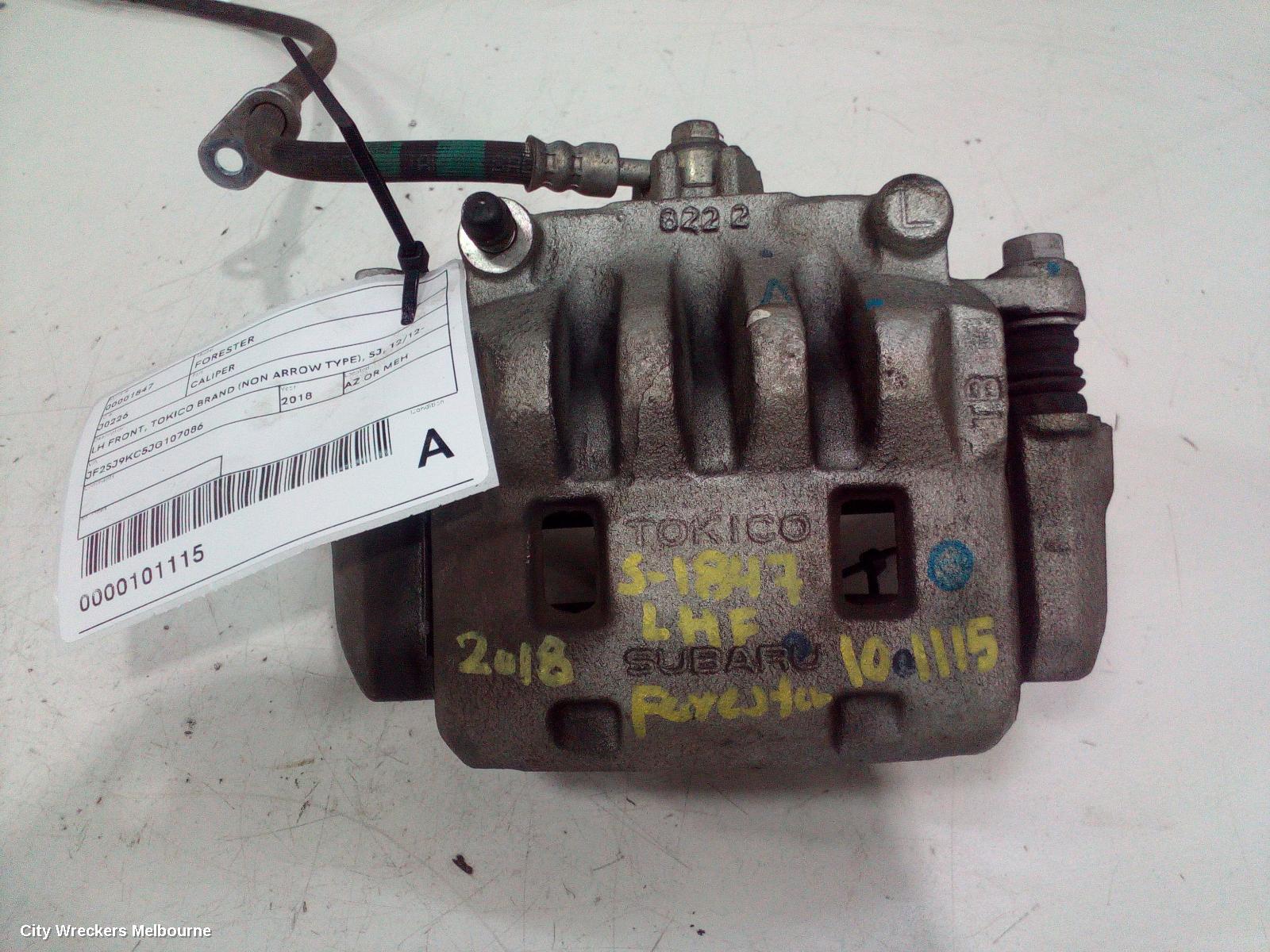 SUBARU FORESTER CALIPER, LH FRONT, TOKICO BRAND (NON ARROW TYPE), SJ, 12/2012 - 08/2018 - Image 1