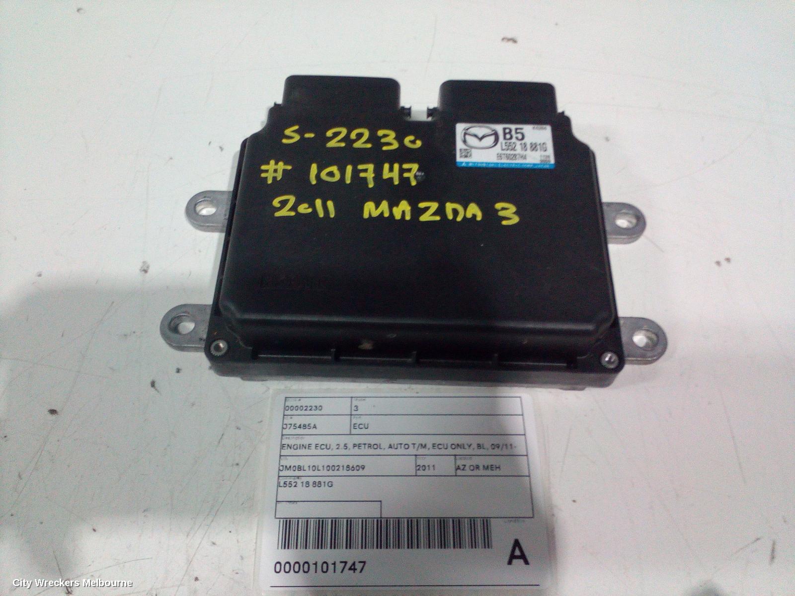 MAZDA 3 ECU, ENGINE ECU, 2.5, PETROL, AUTO T/M, ECU ONLY, BL, 04/2009 - 08/2011 - Image 3