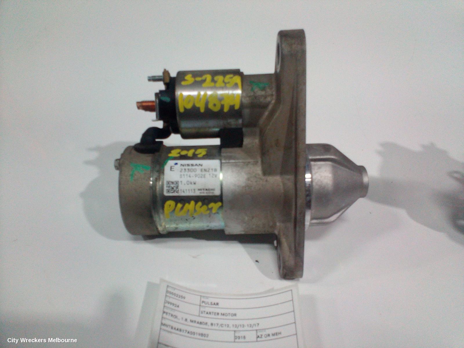 NISSAN PULSAR STARTER, PETROL, 1.8, MRA8DE, B17/C12, 12/2012 - 12/2017 - Image 1