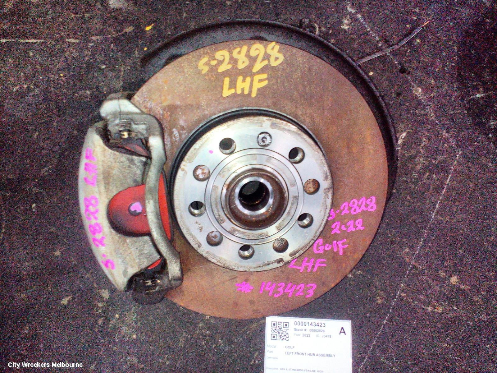 VOLKSWAGEN GOLF LEFT FRONT HUB ASSEMBLY, GEN 8, STANDARD/LIFE/R LINE, 09/2020 ONWARDS - Image 1