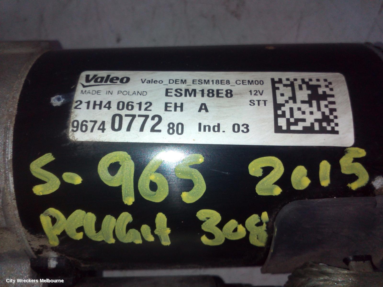 PEUGEOT 308 STARTER, PETROL, 1.2, VALEO, T9, 10/2014 ONWARDS - Image 1