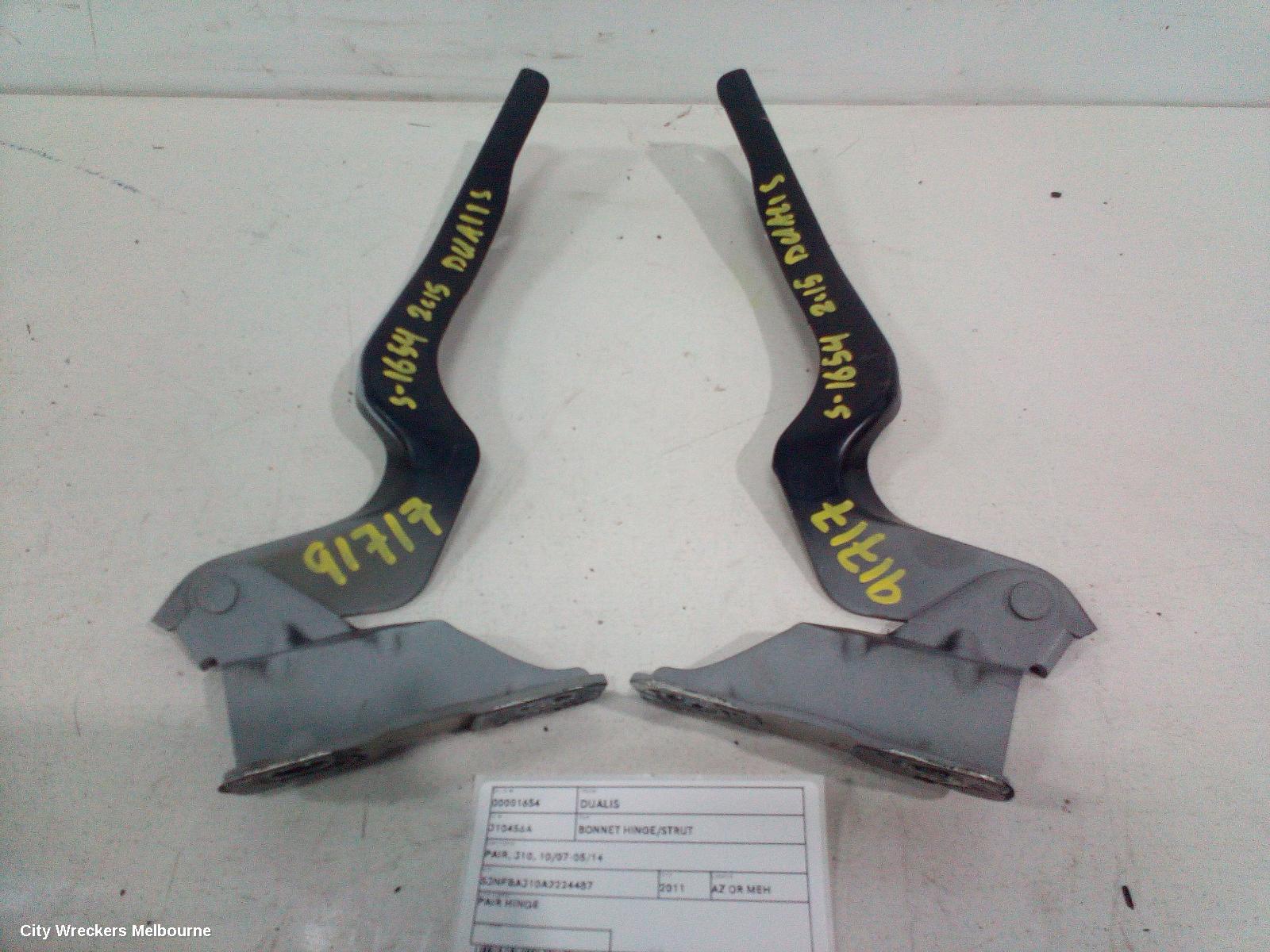 NISSAN DUALIS BONNET HINGE/STRUT, PAIR, J10, 10/2007 - 05/2014 - Image 1