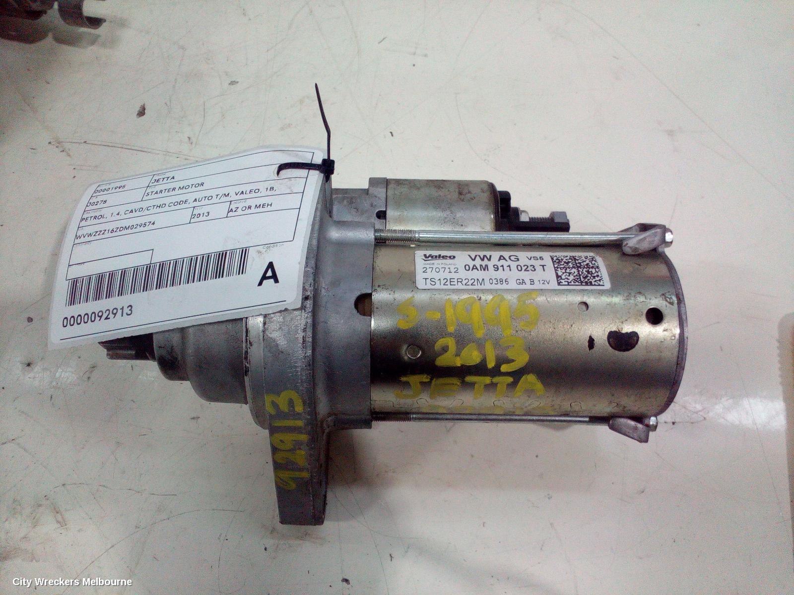 VOLKSWAGEN JETTA STARTER, PETROL, 1.4, CAVD/CTHD CODE, AUTO T/M, VALEO, 1B, 02/2011 - 12/2017 - Image 2