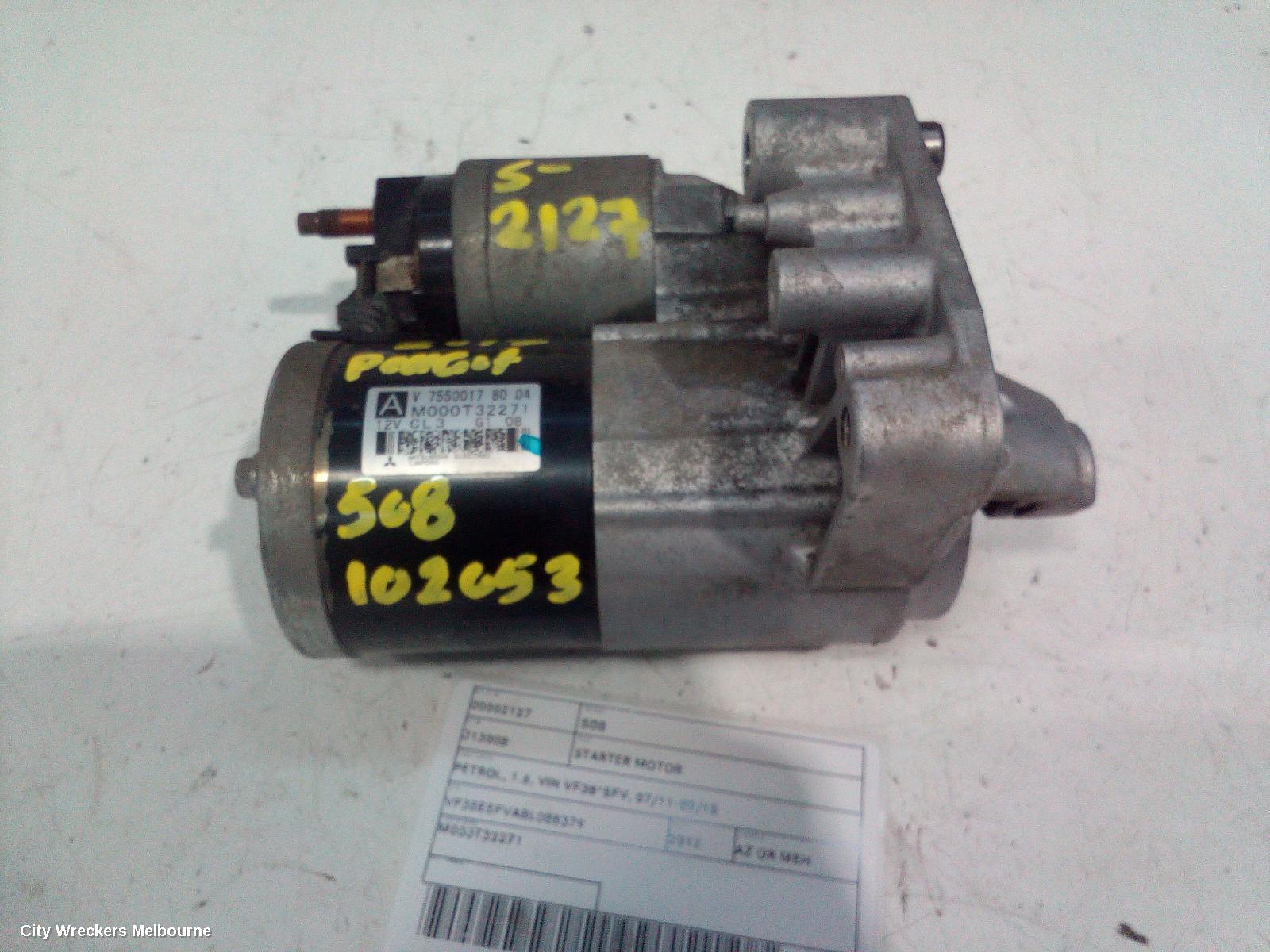 PEUGEOT 508 STARTER, PETROL, 1.6, VIN VF38*5FV, 07/2011 - 02/2015 - Image 1