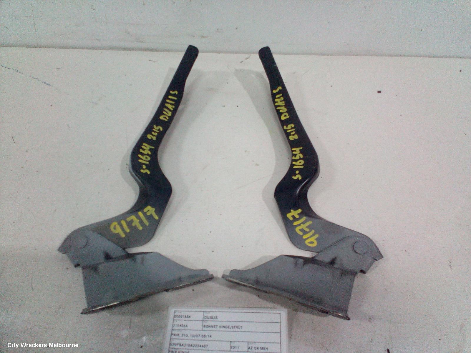 NISSAN DUALIS BONNET HINGE/STRUT, PAIR, J10, 10/2007 - 05/2014 - Image 2
