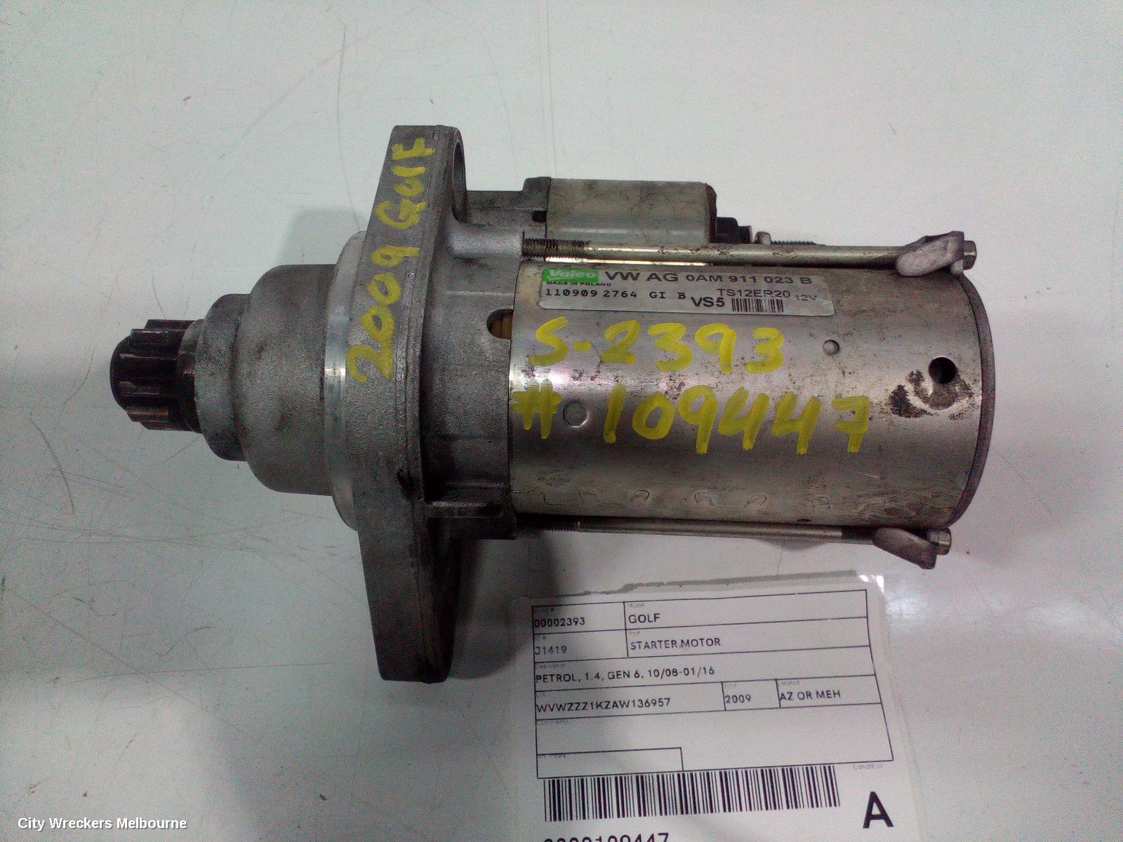 VOLKSWAGEN GOLF STARTER, PETROL, 1.4, GEN 6, 10/2008 - 01/2016 - Image 2