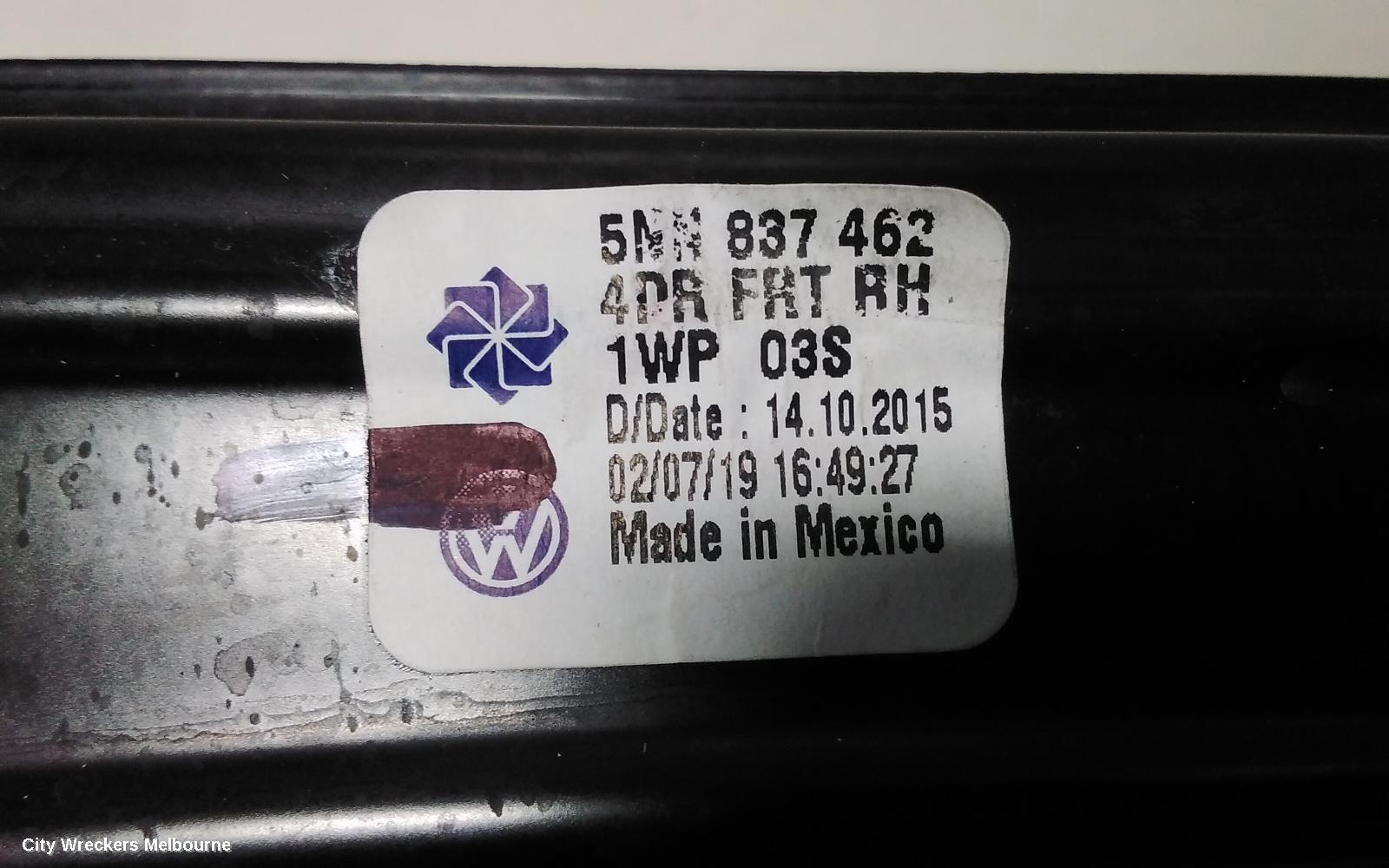 VOLKSWAGEN TIGUAN RIGHT FRONT WINDOW REG/MOTOR, DOOR REG ASSY (REG AND MOTOR), 5NA, 06/2016 ONWARDS - Image 2