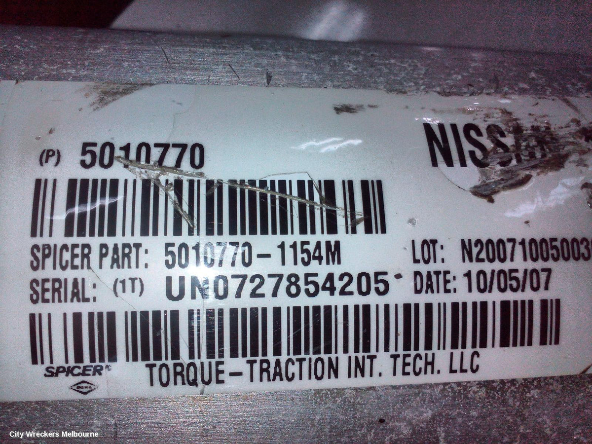 NISSAN NAVARA REAR DRIVE SHAFT, D40 (VIN VSK), 2.5, DIESEL, AUTO T/M, 4WD, 09/2005 - 08/2015 - Image 3