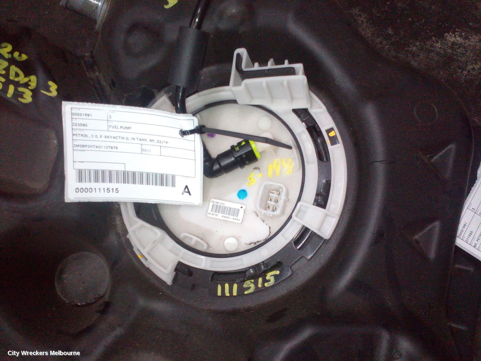 MAZDA 3 FUEL PUMP, PETROL, 2.0, E-SKYACTIV G, IN TANK, BP, 03/2019 ONWARDS - Image 1