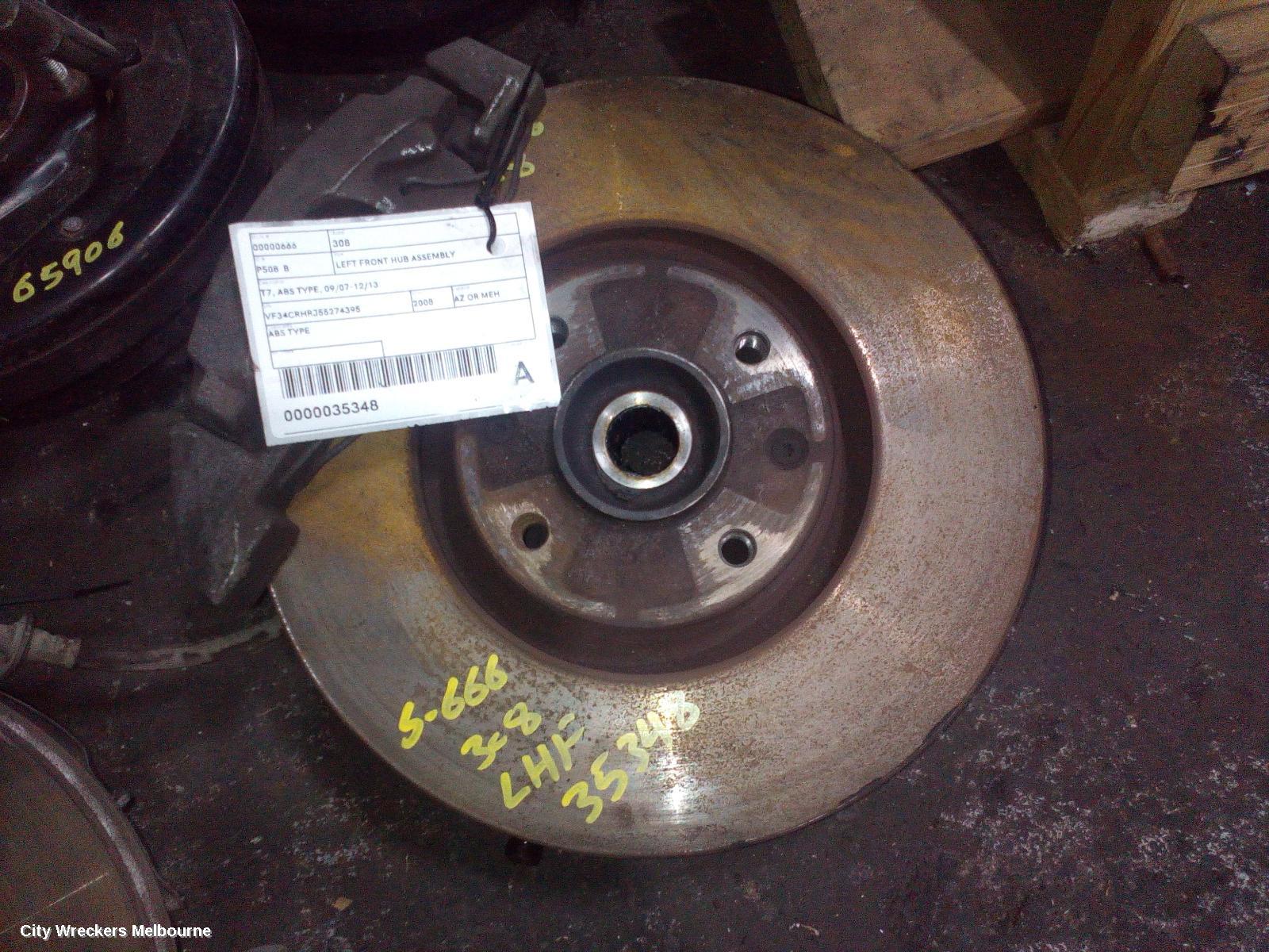 PEUGEOT 308 LEFT FRONT HUB ASSEMBLY, T7, ABS TYPE, 09/2007 - 12/2013 - Image 1
