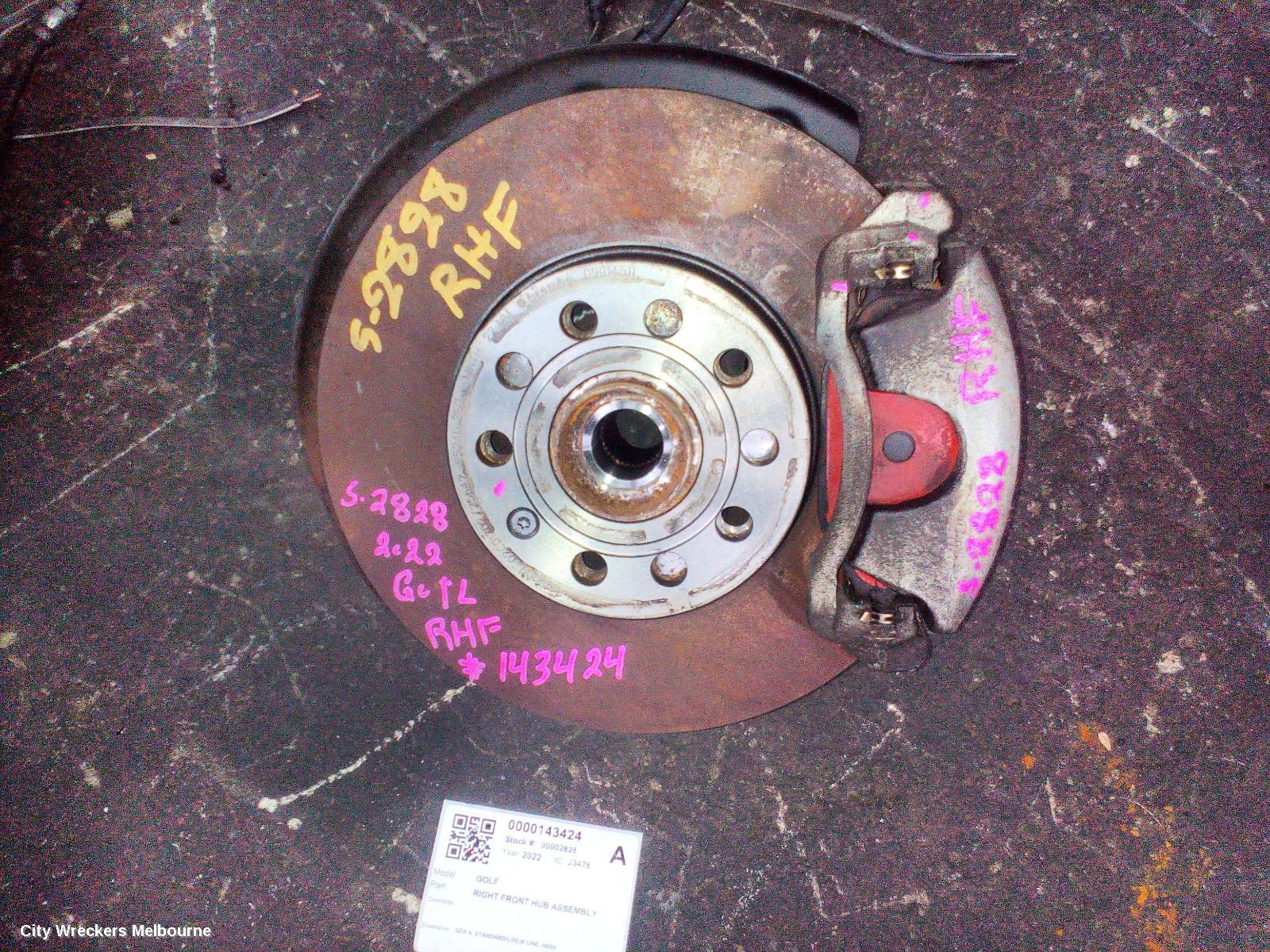 VOLKSWAGEN GOLF RIGHT FRONT HUB ASSEMBLY, GEN 8, STANDARD/LIFE/R LINE, 09/2020 ONWARDS - Image 1