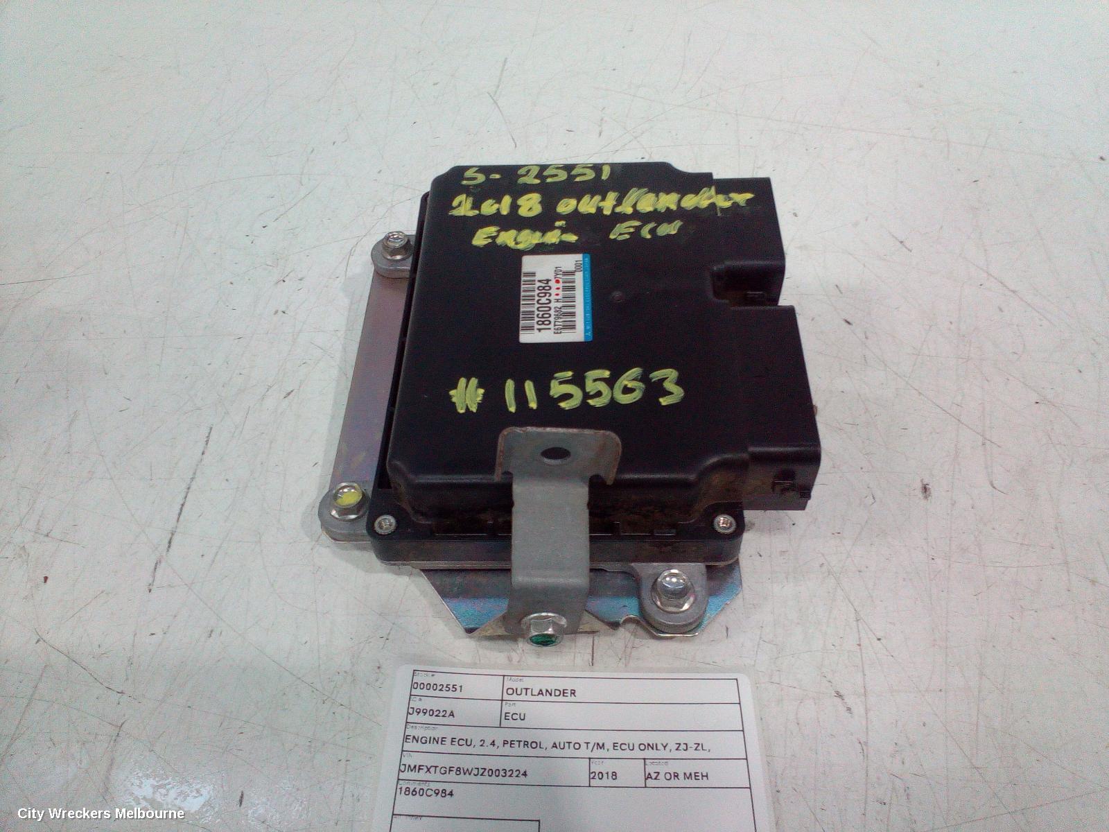 MITSUBISHI OUTLANDER ECU, ENGINE ECU, 2.4, PETROL, AUTO T/M, ECU ONLY, ZJ-ZL, 10/2012 - 07/2021 - Image 1