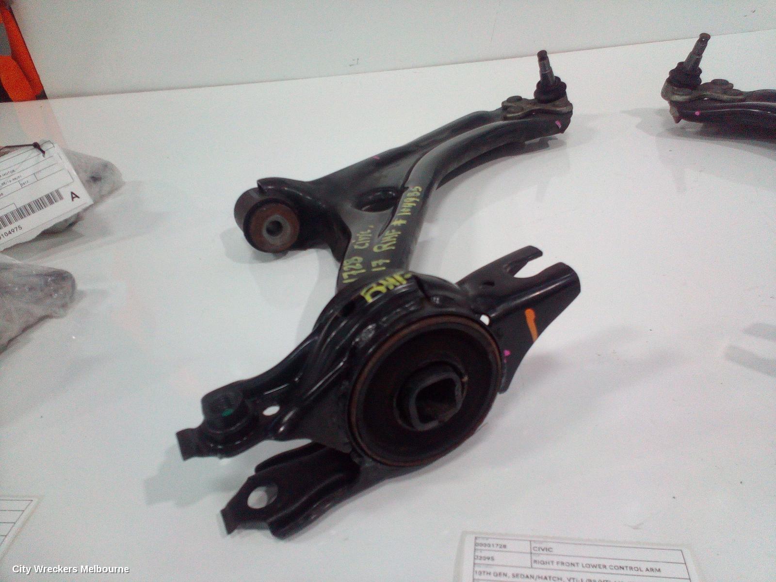 HONDA CIVIC RIGHT FRONT LOWER CONTROL ARM, 10TH GEN, SEDAN/HATCH, VTI-L/RS/VTI-LX, 05/2016 - 08/2021 - Image 1