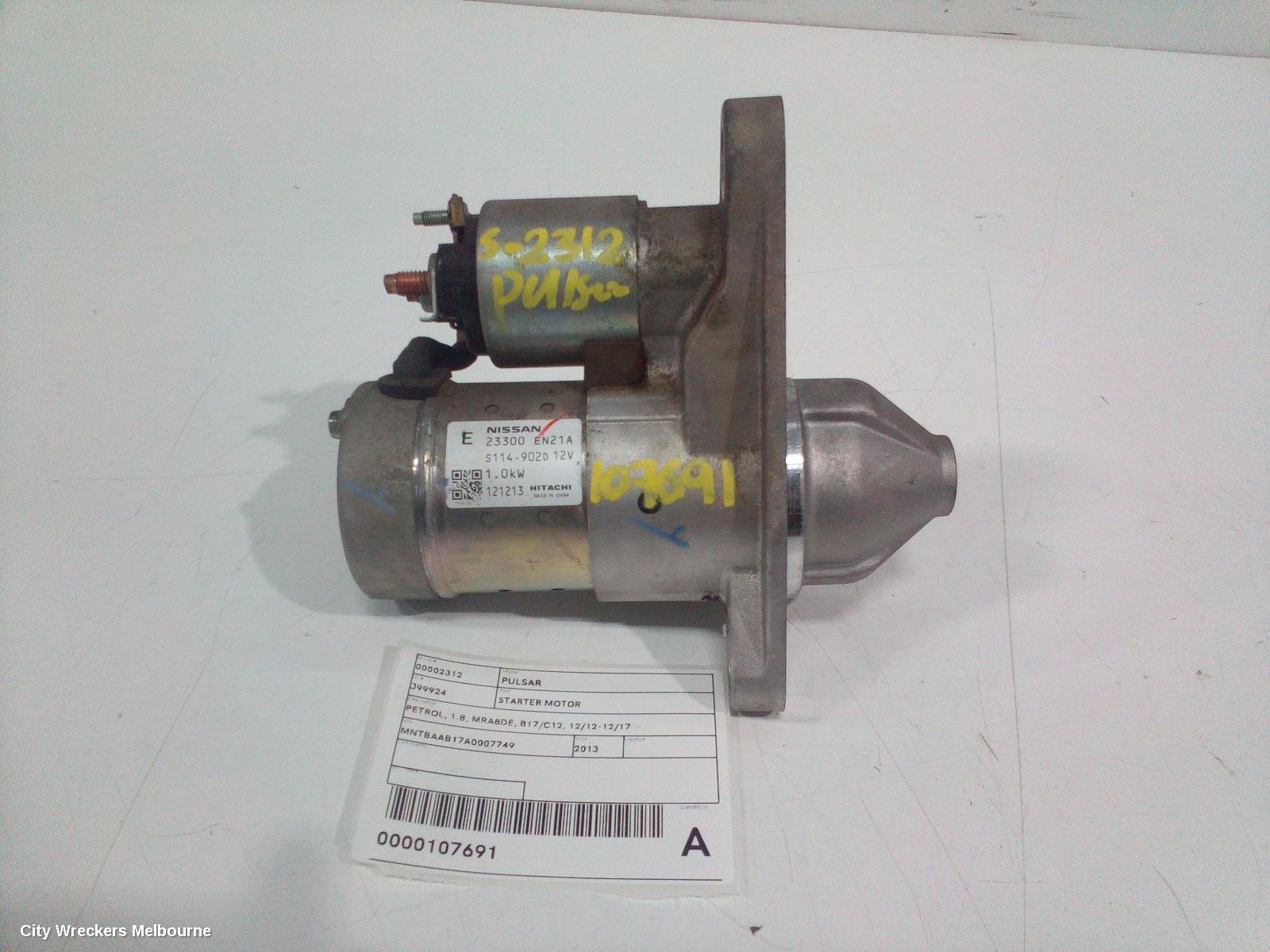 NISSAN PULSAR STARTER, PETROL, 1.8, MRA8DE, B17/C12, 12/2012 - 12/2017 - Image 2