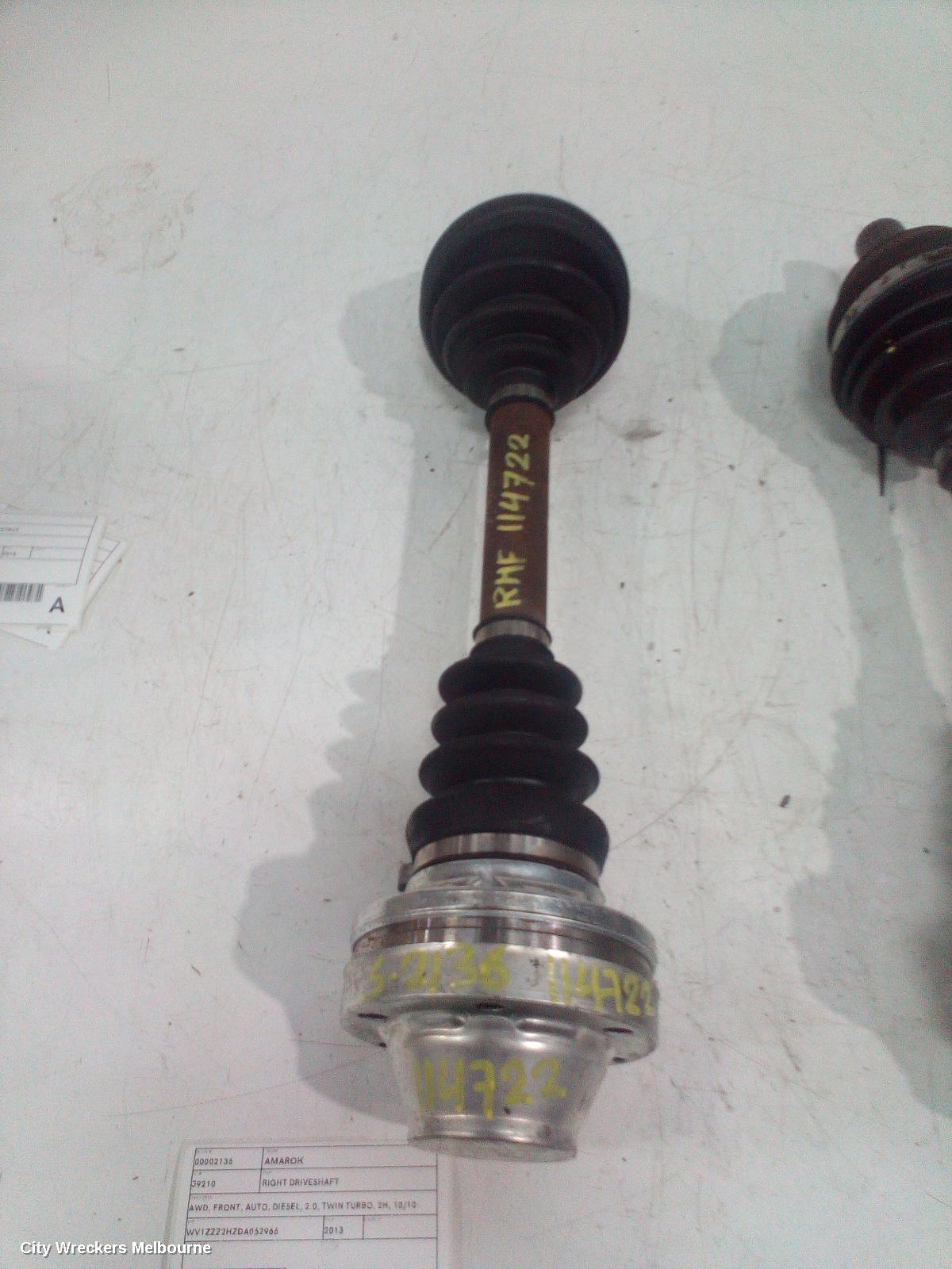 VOLKSWAGEN AMAROK RIGHT DRIVESHAFT, AWD, FRONT, AUTO, DIESEL, 2.0, TWIN TURBO, 2H, 10/2010 - 09/2022 - Image 2