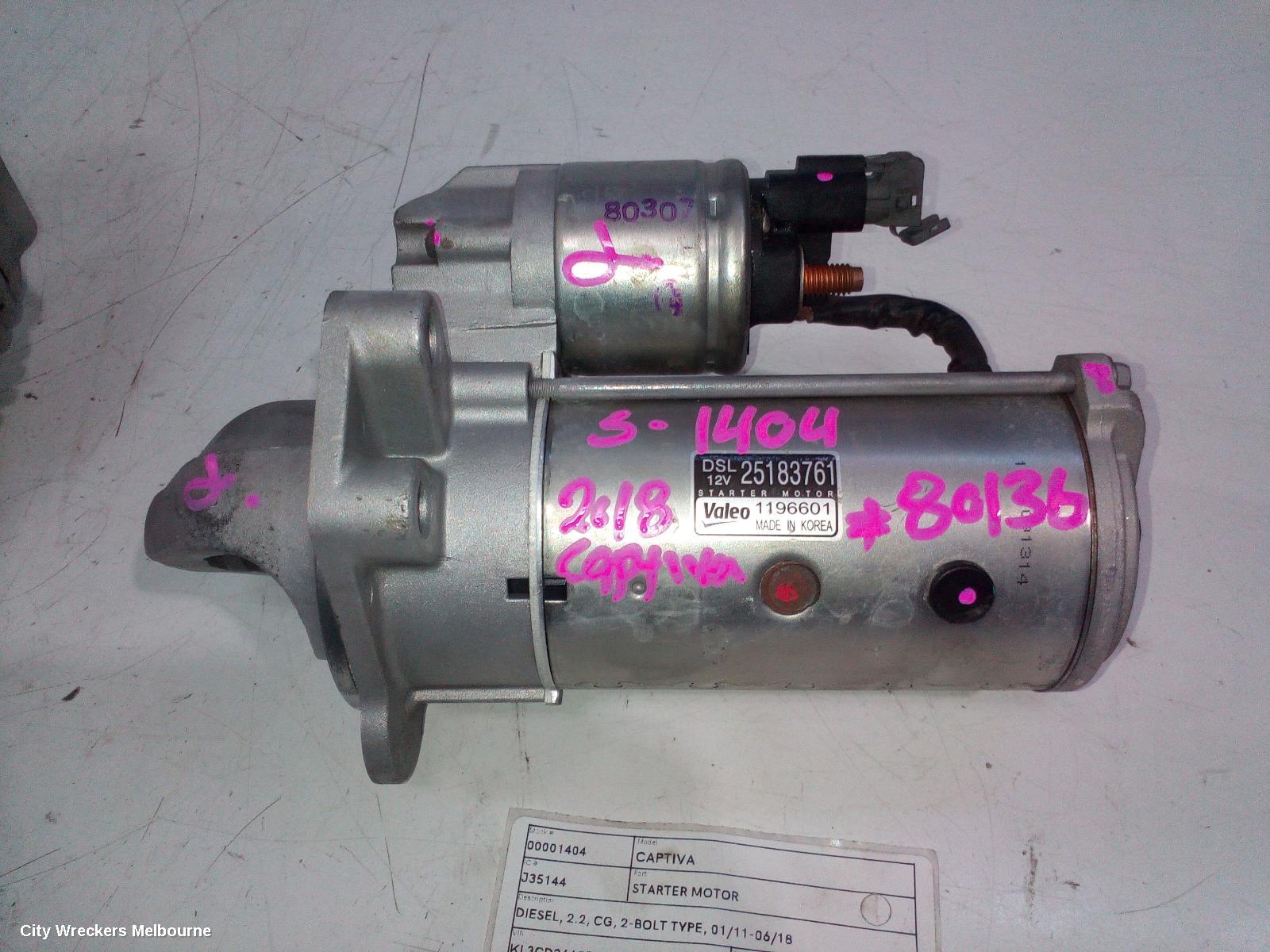 HOLDEN CAPTIVA STARTER, DIESEL, 2.2, CG, 2-BOLT TYPE, 01/2011 - 06/2018 - Image 2