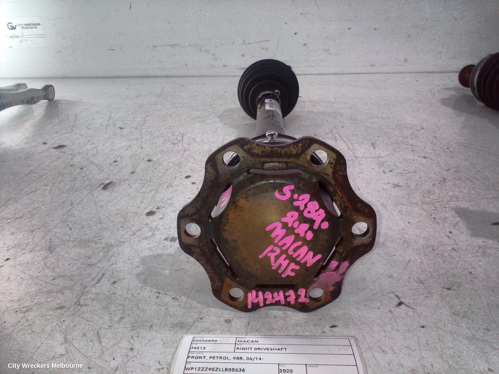 PORSCHE MACAN RIGHT DRIVESHAFT, FRONT, PETROL, 95B, 06/2014 ONWARDS - Image 1