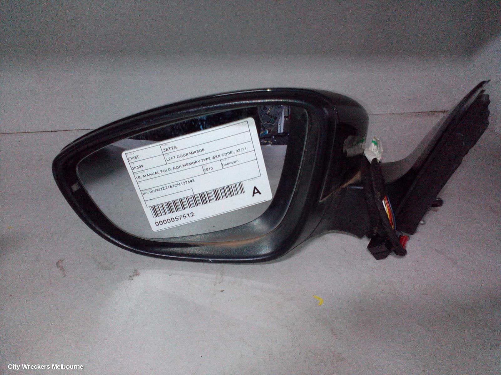 VOLKSWAGEN JETTA LEFT DOOR MIRROR, 1B, MANUAL FOLD, NON MEMORY TYPE (6XN CODE), 02/2011 - 12/2017 - Image 1