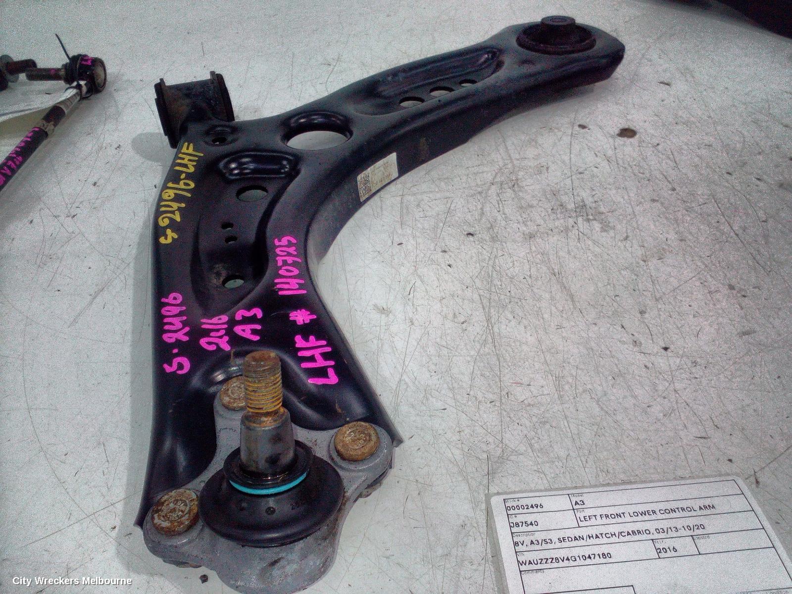 AUDI A3 LEFT FRONT LOWER CONTROL ARM, 8V, A3/S3, SEDAN/HATCH/CABRIO, 03/2013 - 10/2020 - Image 1
