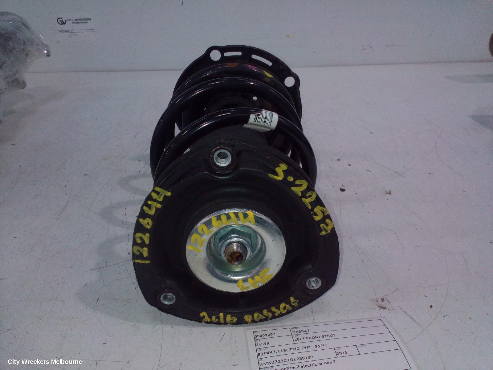 VOLKSWAGEN PASSAT LEFT FRONT STRUT, B8/MK7, ELECTRIC TYPE, 06/2015 ONWARDS - Image 1