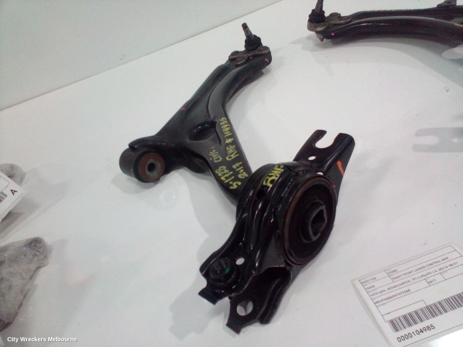 HONDA CIVIC RIGHT FRONT LOWER CONTROL ARM, 10TH GEN, SEDAN/HATCH, VTI-L/RS/VTI-LX, 05/2016 - 08/2021 - Image 3