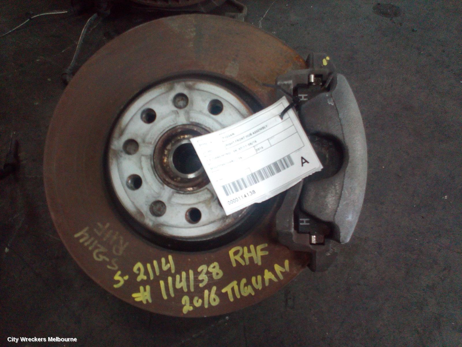 VOLKSWAGEN TIGUAN RIGHT FRONT HUB ASSEMBLY, 1.4, TURBO PETROL, 5N, 07/2011 - 08/2016 - Image 1