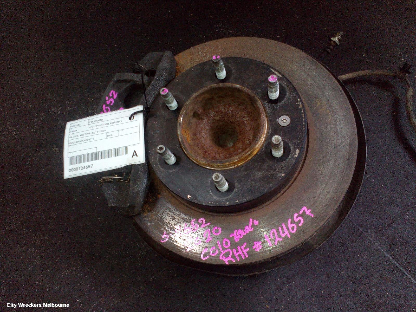 HOLDEN COLORADO RIGHT FRONT HUB ASSEMBLY, RG, 2WD, ABS TYPE, 07/2016 - 12/2020 - Image 1