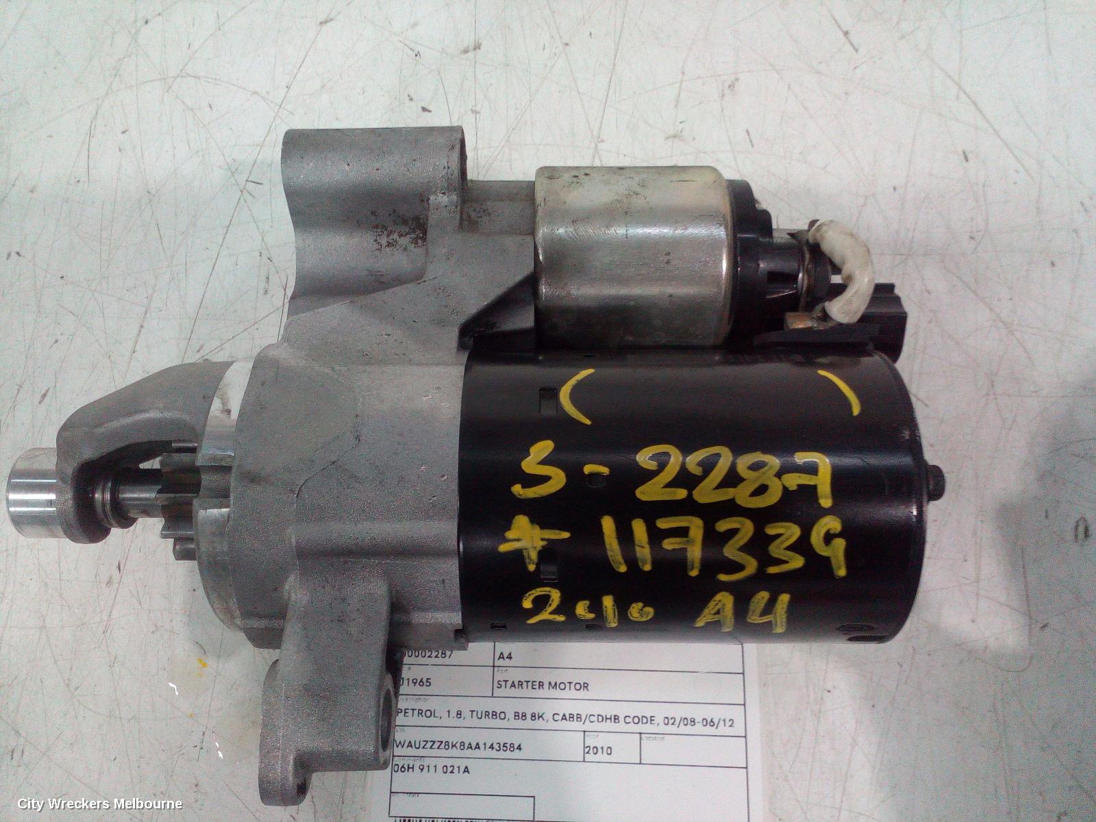 AUDI A4 STARTER, PETROL, 1.8, TURBO, B8 8K, CABB/CDHB CODE, 02/2008 - 06/2012 - Image 2