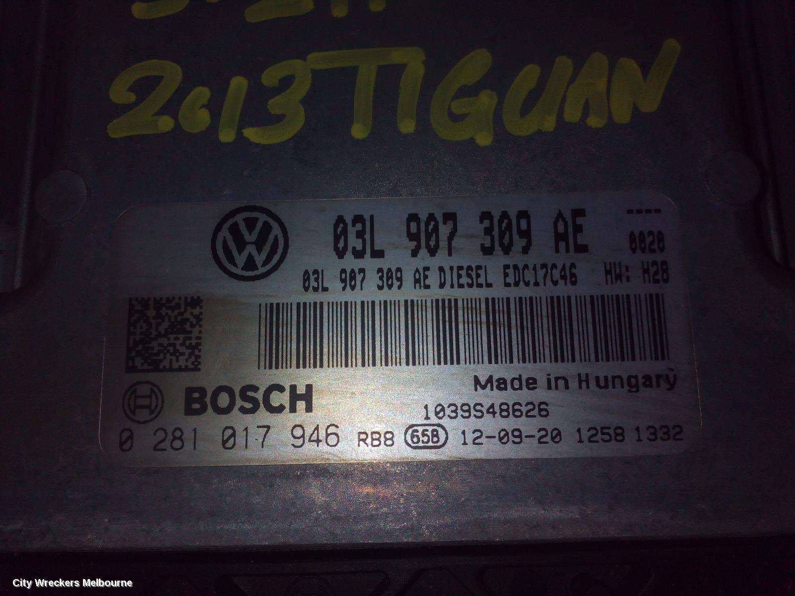 VOLKSWAGEN TIGUAN ECU, ENGINE ECU, DIESEL, 2.0, AUTO, ECU ONLY, 5N, 05/2008 - 08/2016 - Image 2