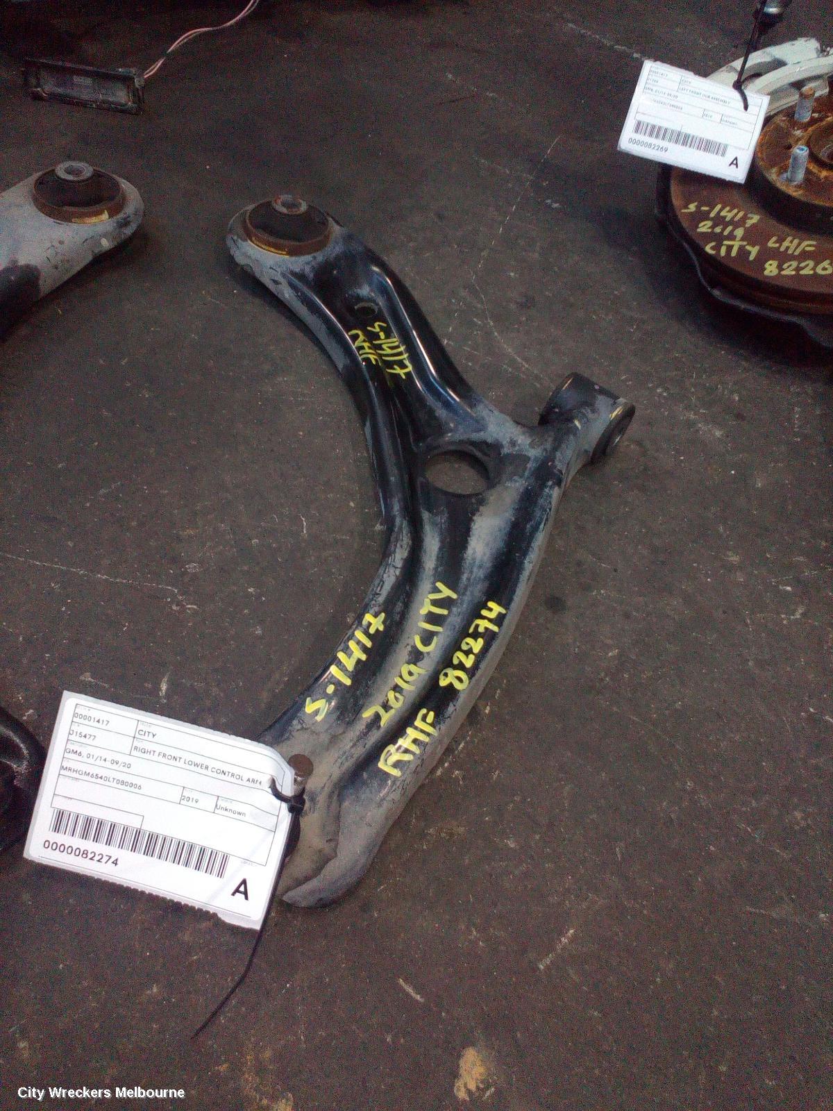 HONDA CITY RIGHT FRONT LOWER CONTROL ARM, GM6, 01/2014 - 09/2020 - Image 1